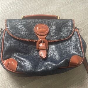 Vintage Dooney & Bourke Navy Brown Leather Satchel